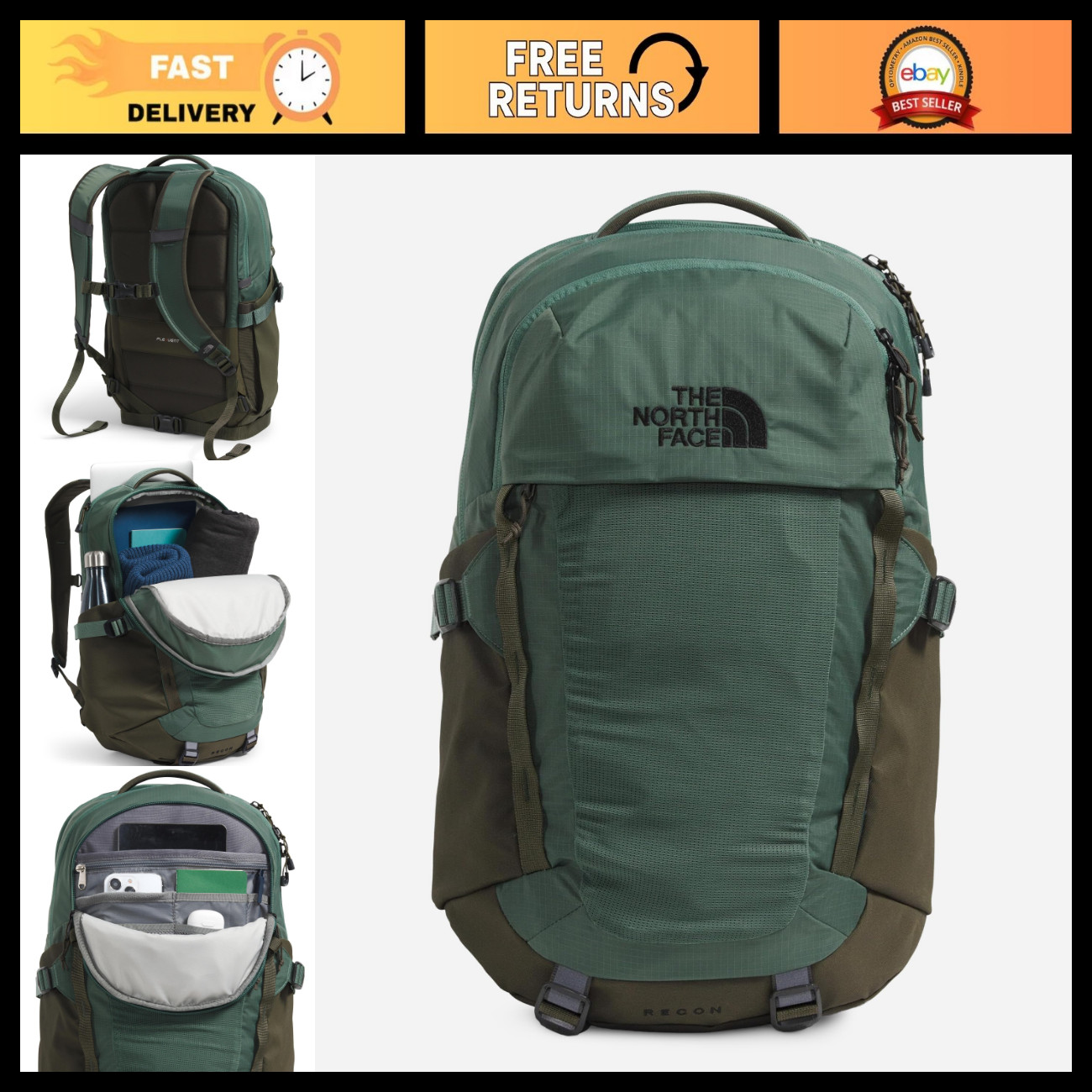 Everyday Laptop Backpack, Durable Duck Green & Taupe, Water-Resistant, OSFA