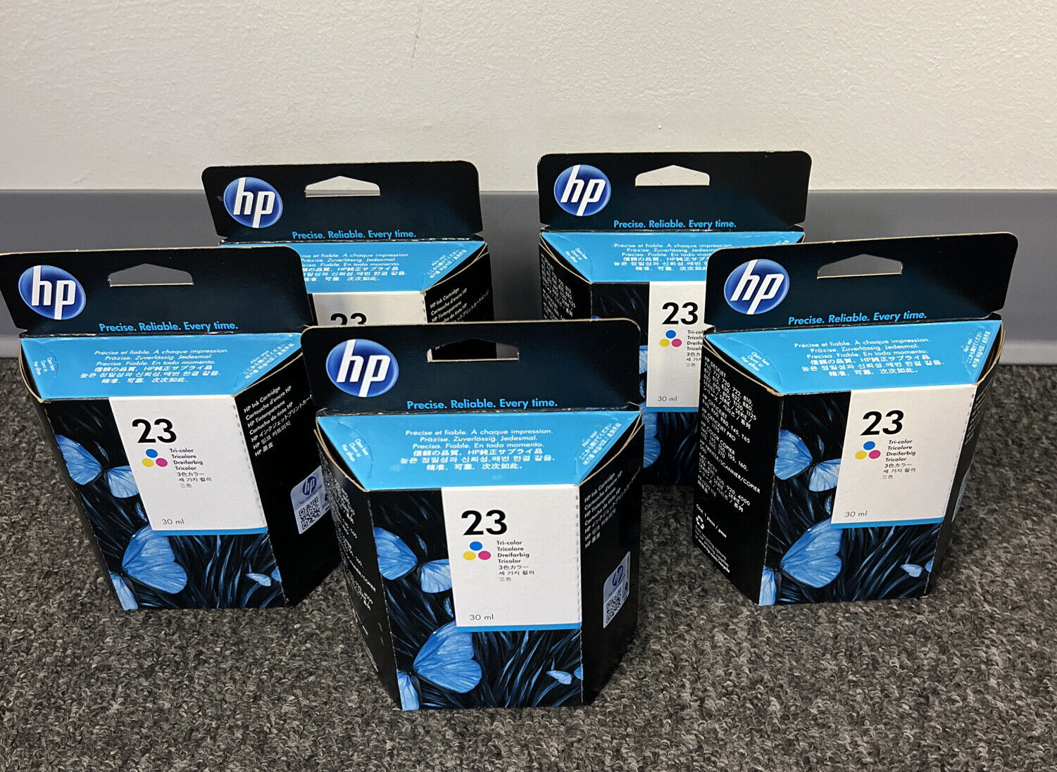 Lot Of 5 New GENUINE HP 23 Tri-Color Inkjet Print Cartridge Box Expired Dec 2017