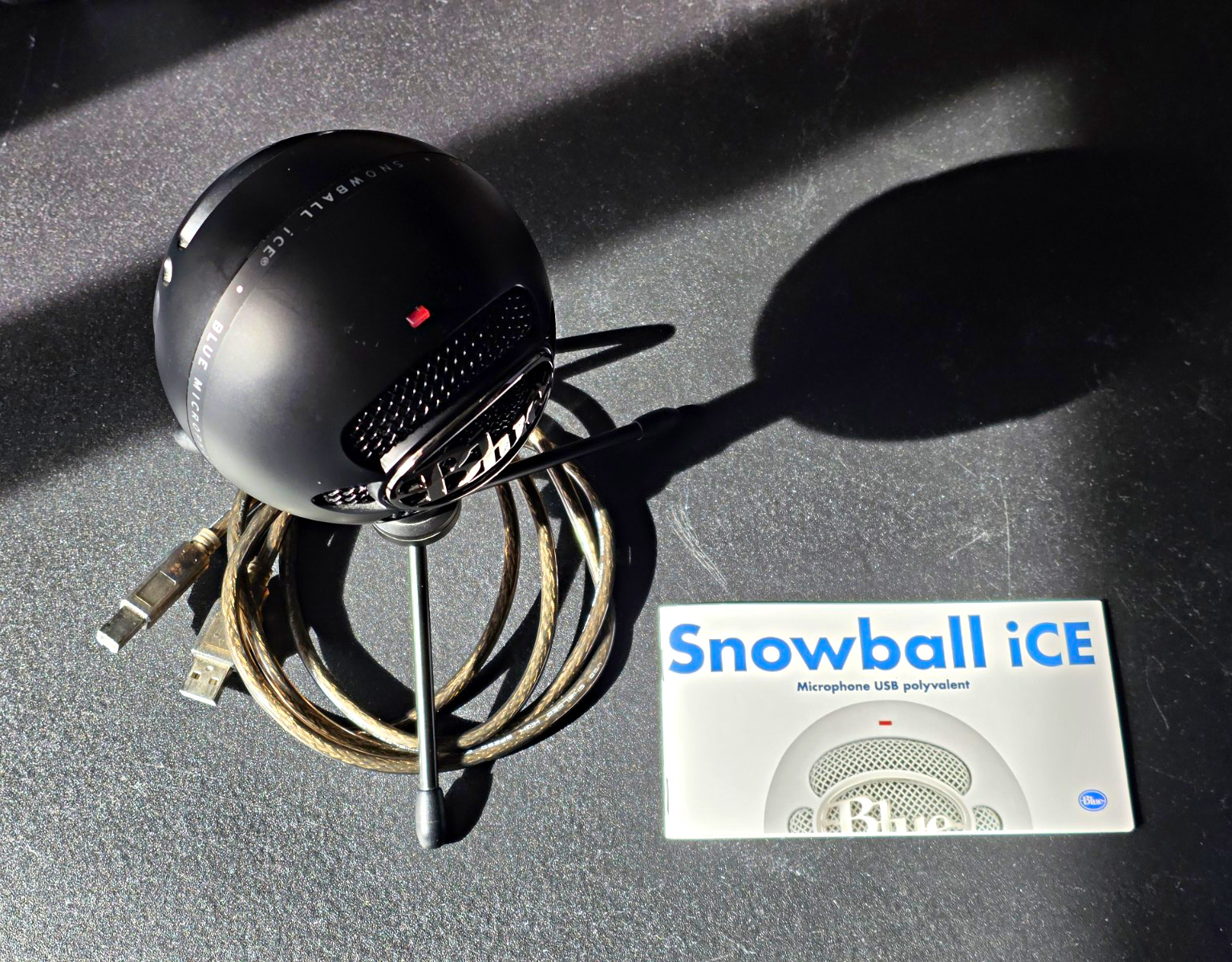 Blue Snowball iCE USB Freestanding Desktop Microphone, Black w/ Tripod Stand