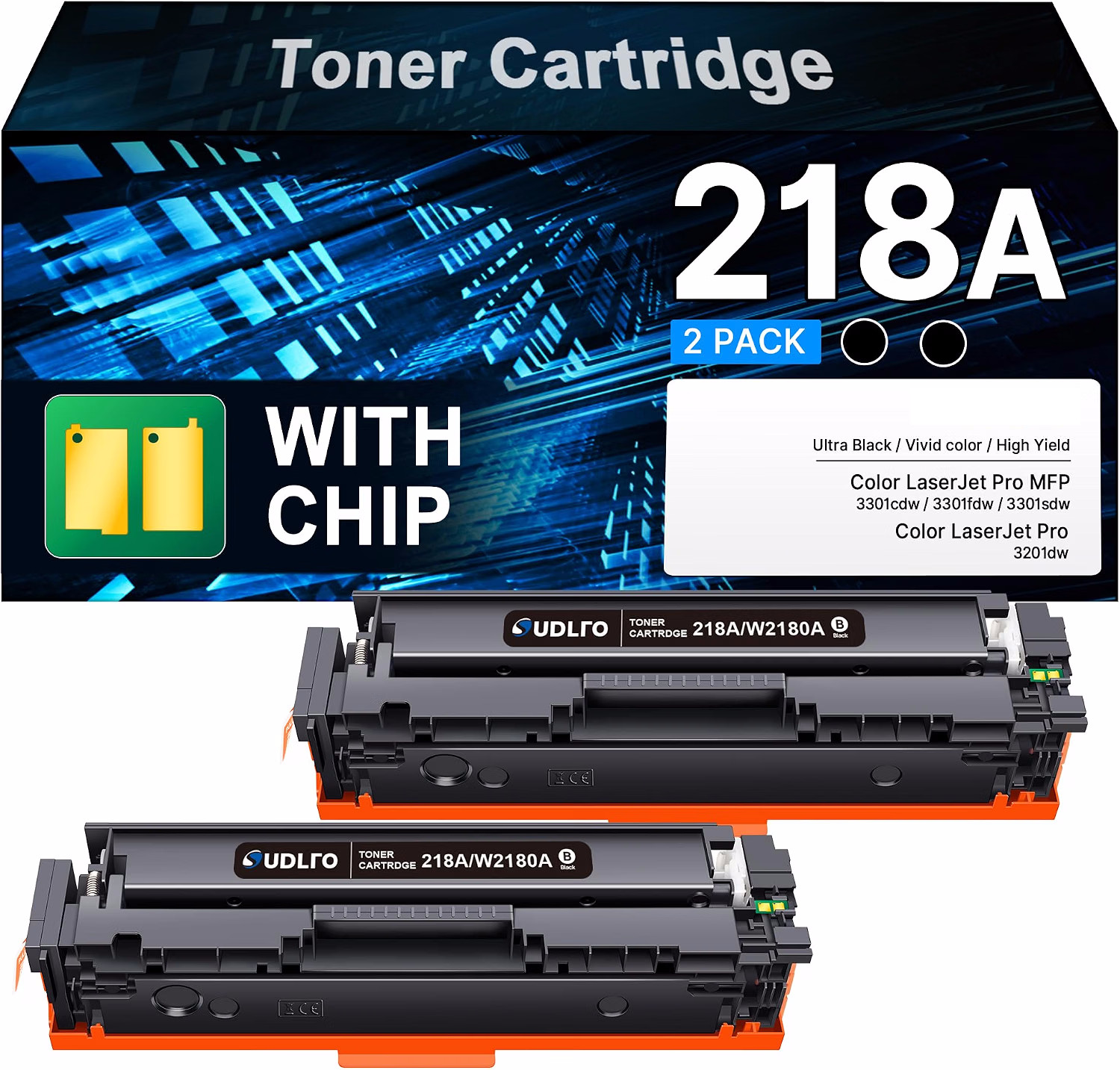 E-Z Ink 2-Pack Black 218A with Chip Compatible for HP 218A Toner Cartridges 218X