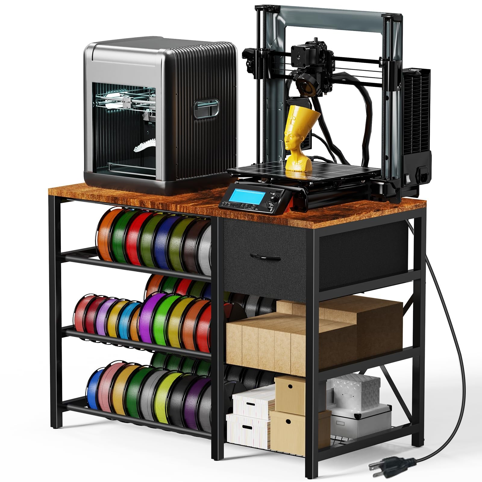 GUULIBERA 3D Printer Stand with Filament Storage Rack, 3D Printer Table with ...