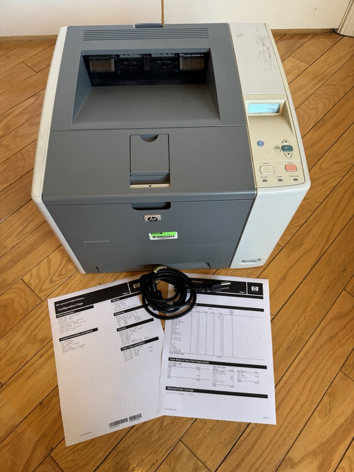 HP LaserJet P3005DN Duplex Printer – 74k Pages – Power Cord Only – Tested