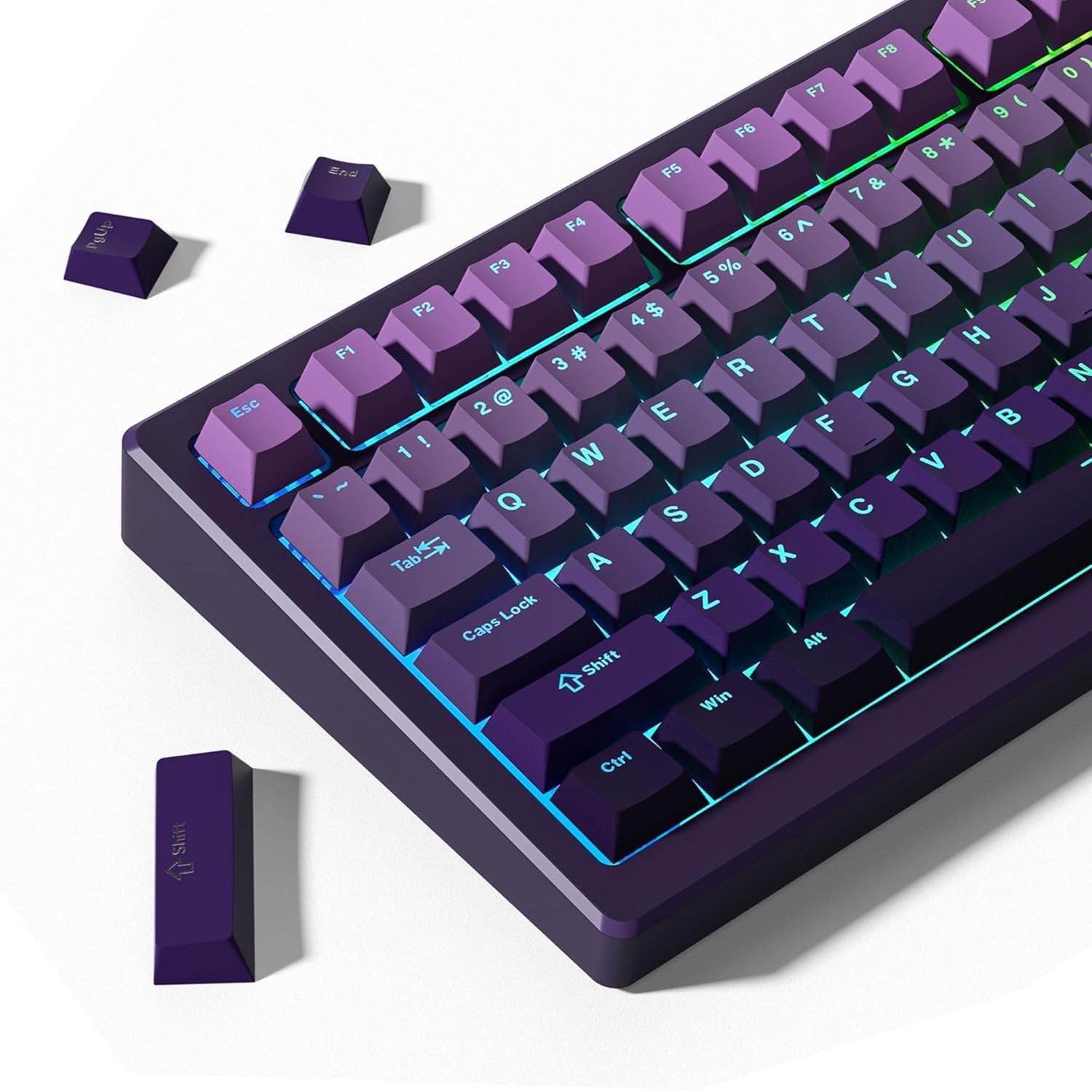 Womier PBT Cherry Profile Custom Keyboard Keycaps 75 100% Purple Keycap Set