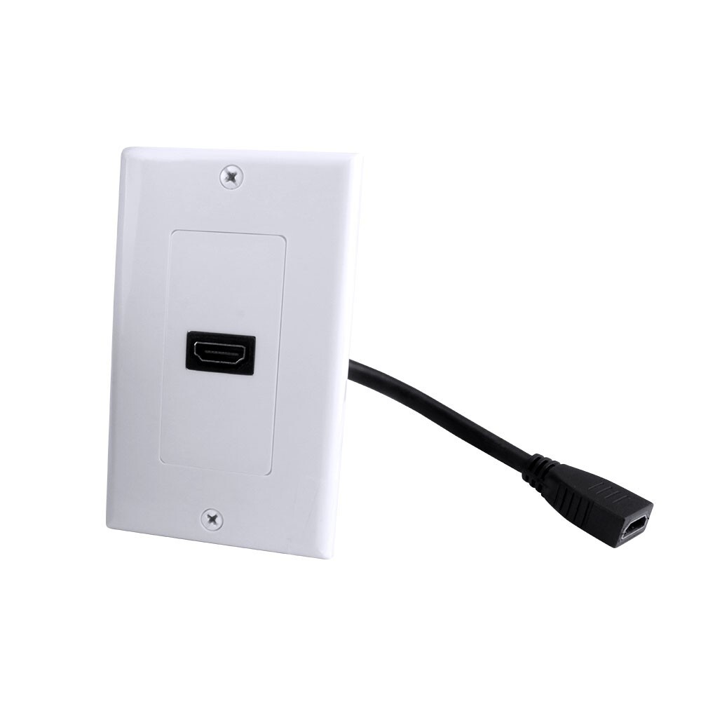 Construct Pro Decora Wall Plate with HDMI High Speed & Ethernet Pigtail (White)
