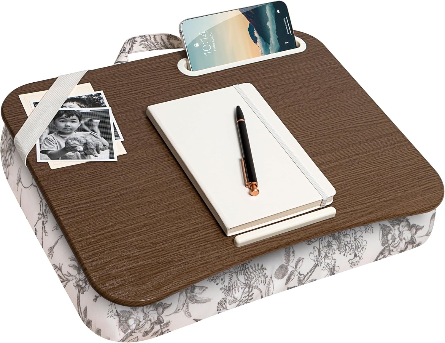 Designer Lap Desk W/ Phone Holder & Device Ledge Hummingbird Toile
