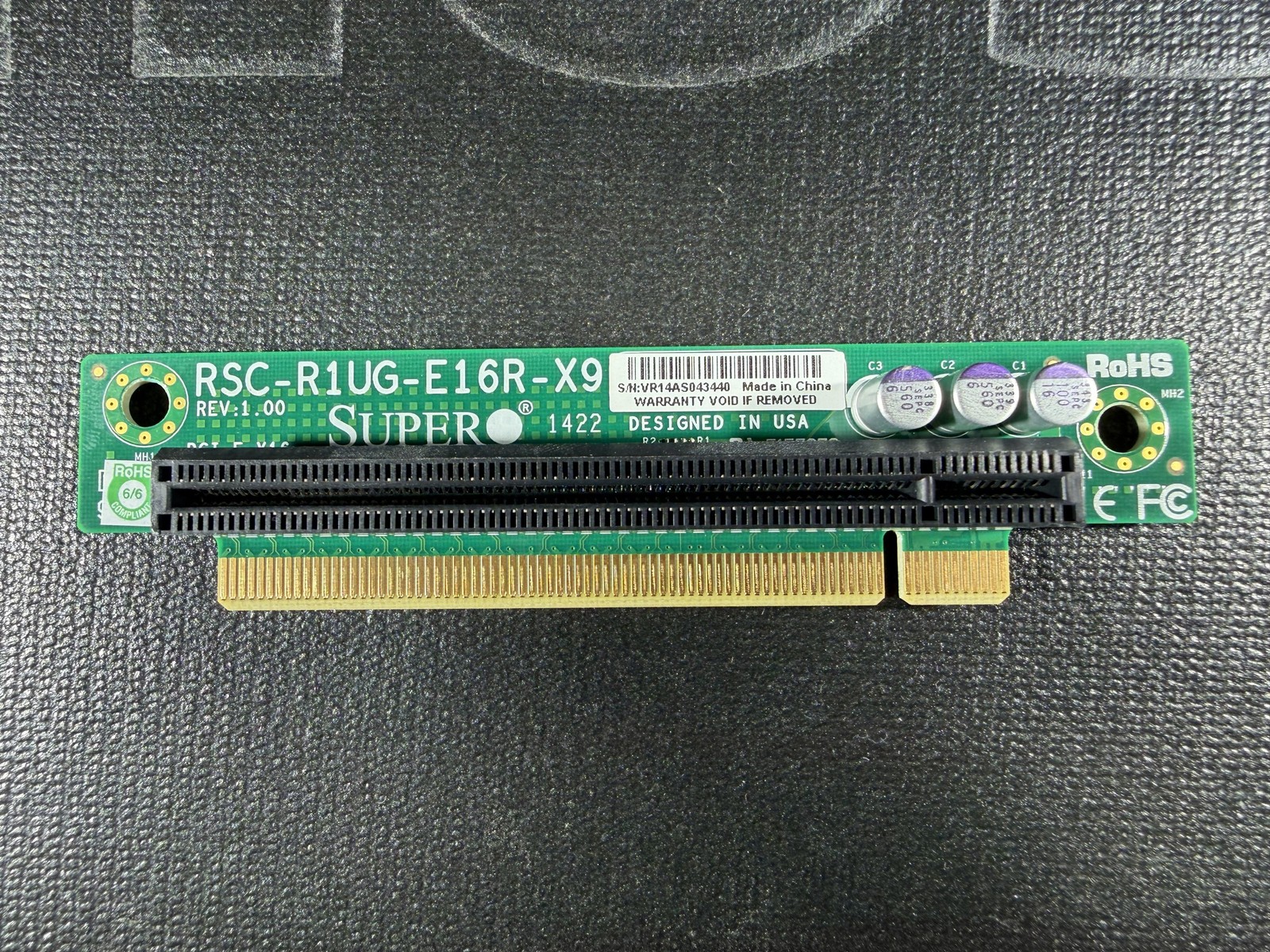 Supermicro RSC-R1UG-E16R-X9 1U Passive PCIe x16 Riser Card Rev 1.00 RHS