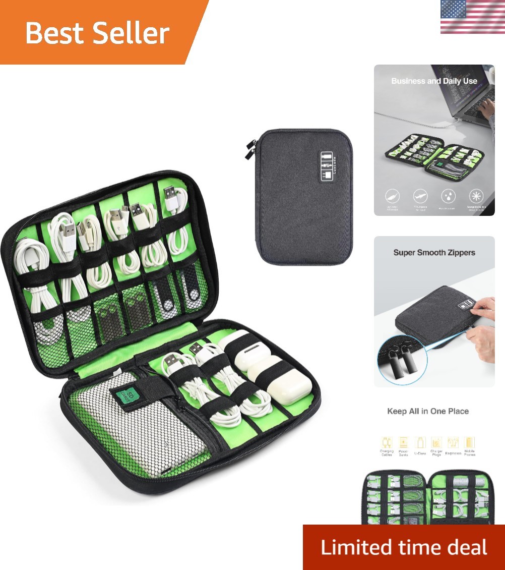 Lightweight Travel Cord Organizer with 7 Compartments for Tech Accessories