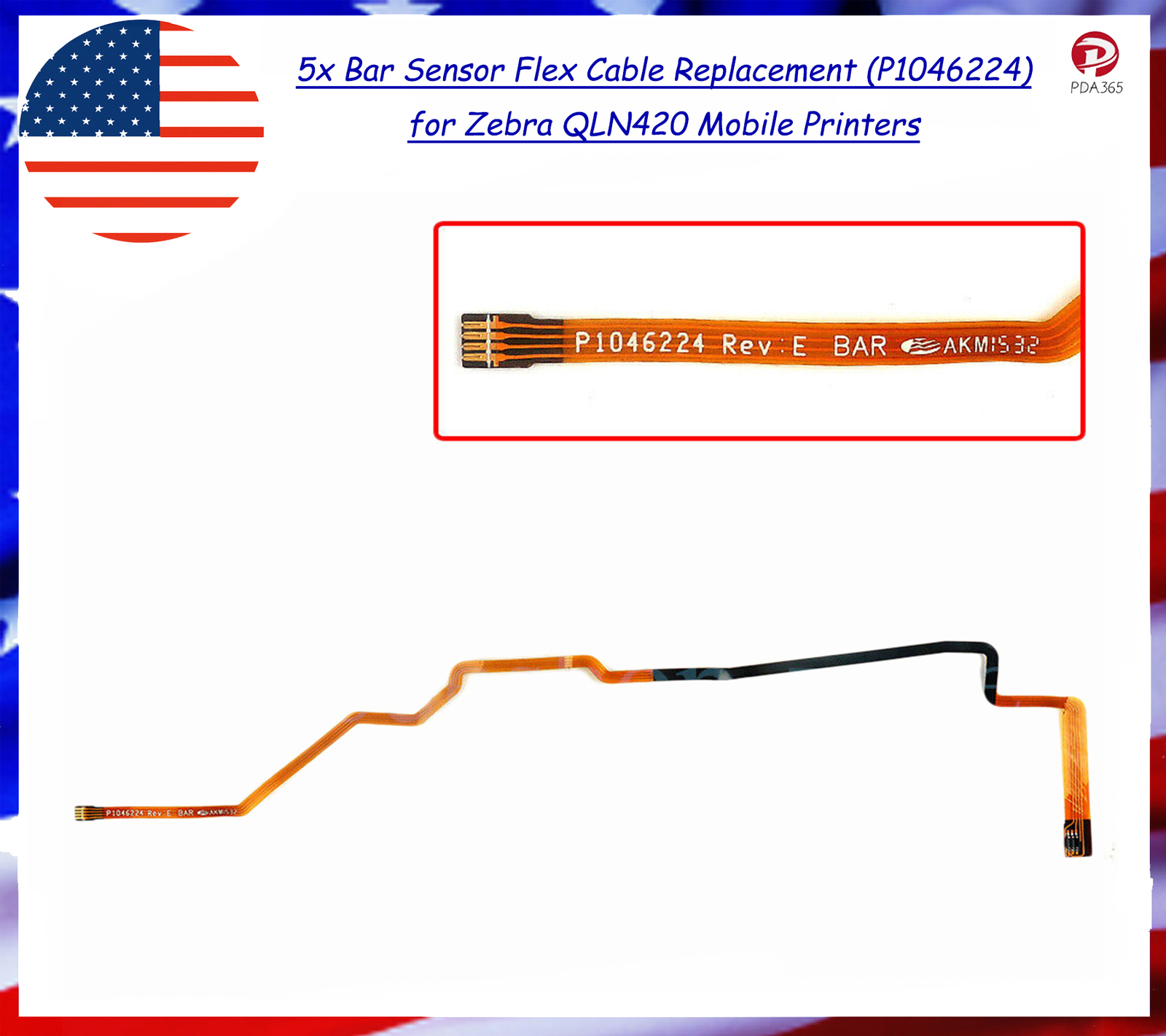 5x Bar Sensor Flex Cable Replacement (P1046224) for Zebra QLN420 Mobile Printers