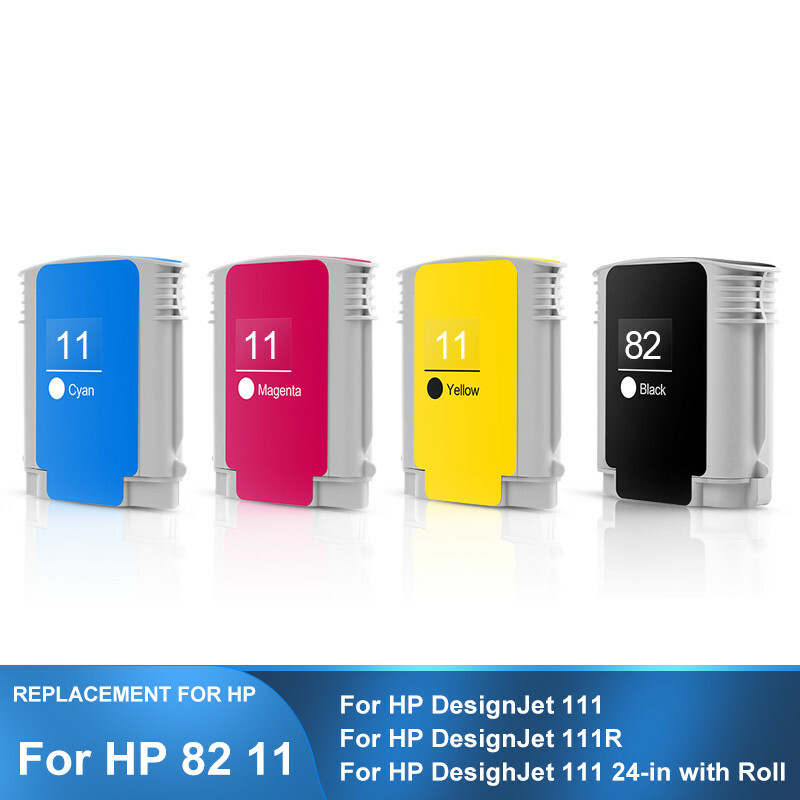 2*(4PC/SET) HP 11 82 Replacement Ink Cartridge For HP Designjet 111 111R Printer