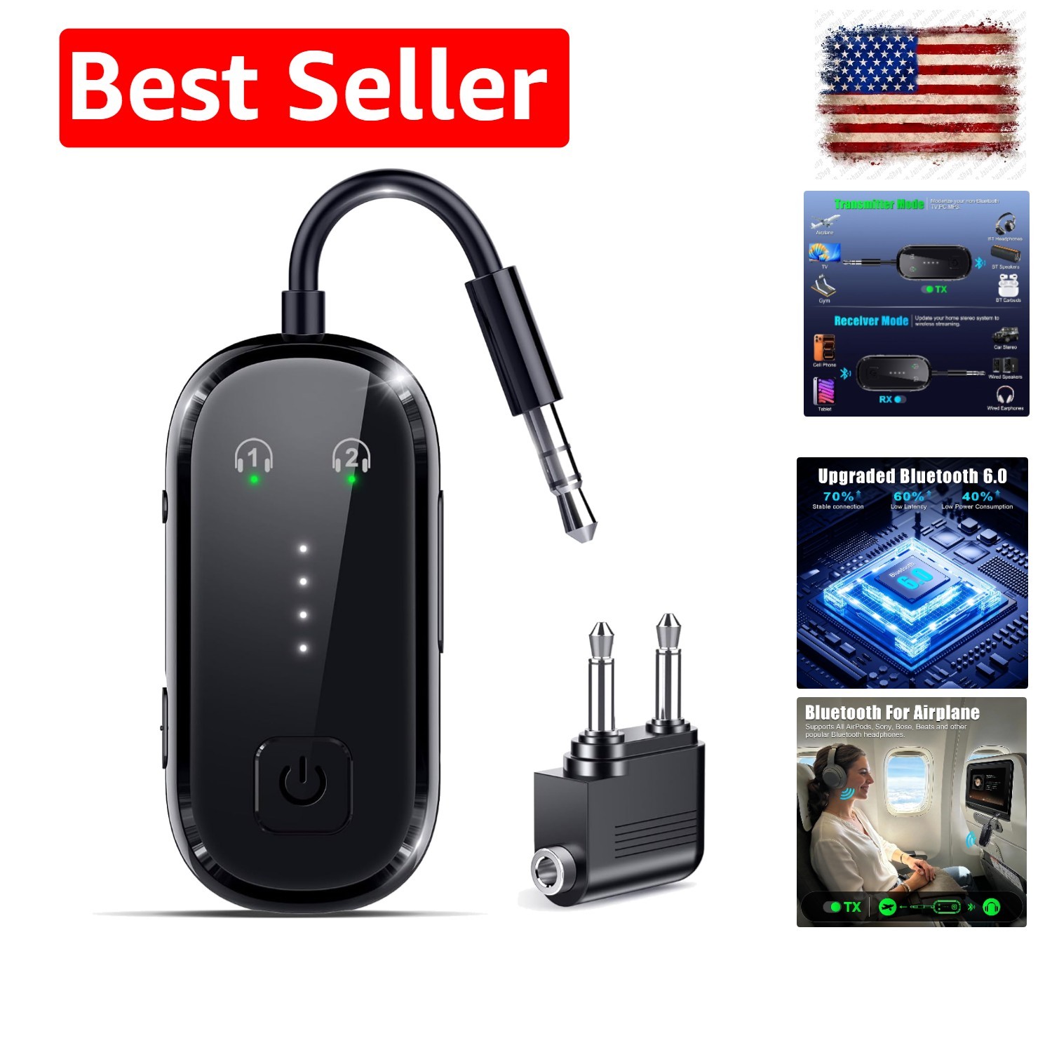 2026 Upgrade Pro Bluetooth 6.0 Transmitter Receiver – 2-in-1 Adapter