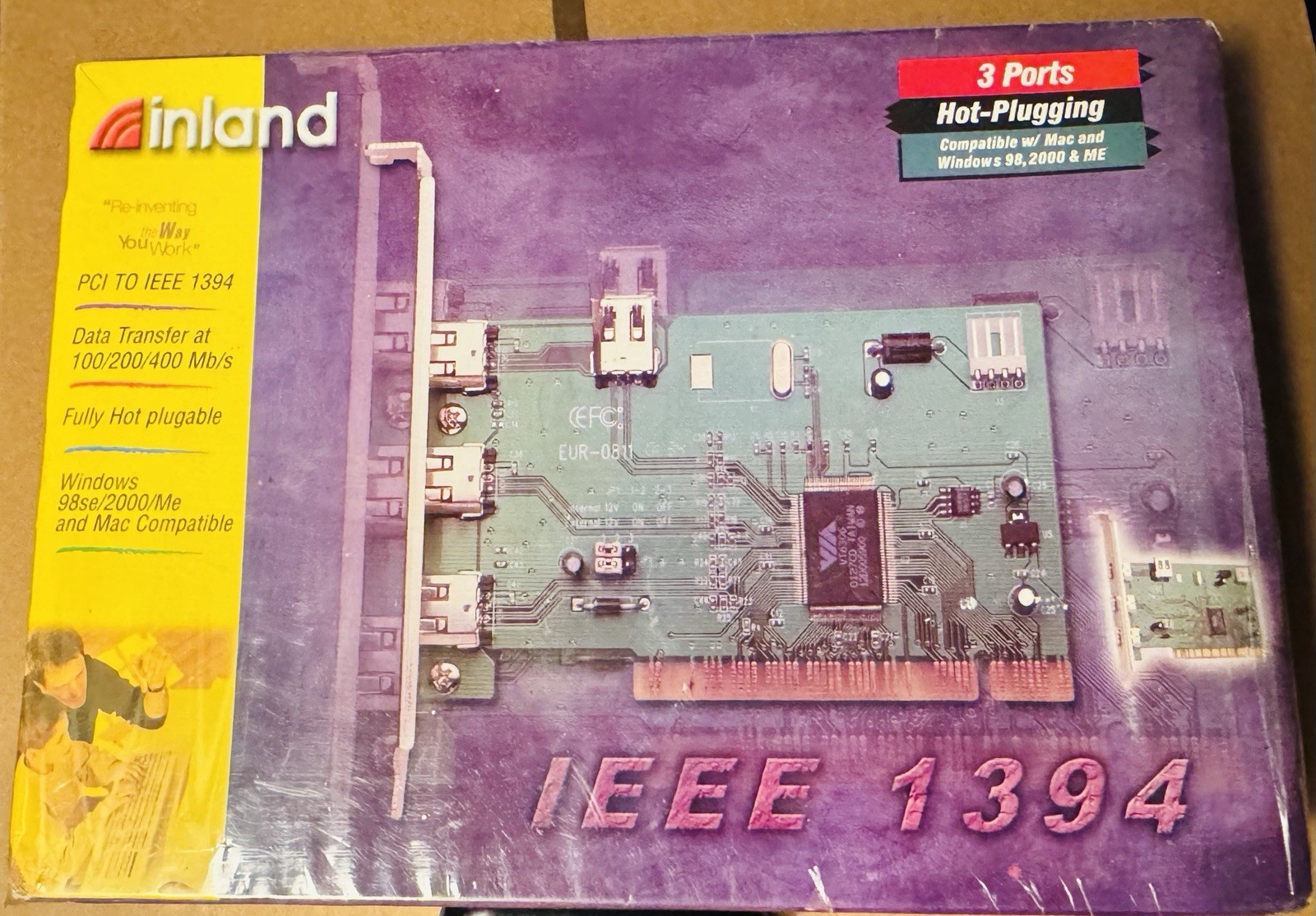 Inland  U-Connect PCI to IEEE 1394 Port Card-3 Ext. Port & 1 Int. Port-New IB