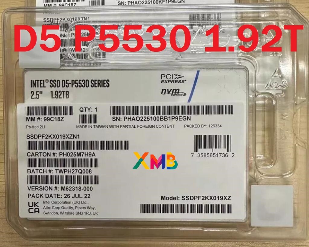 Intel DC D5 P5530 Series 1.92TB SSD NVME U.2 Solid State Drive SSDPF2KX019XZN1