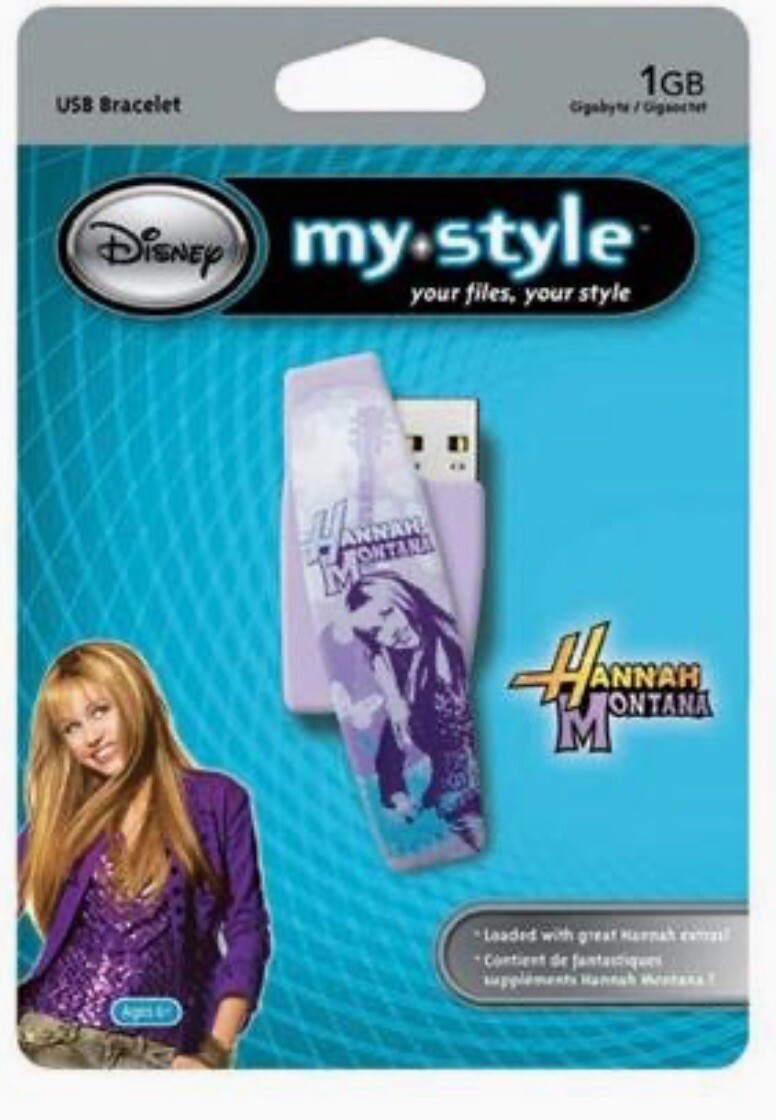 Hannah Montana 1gb usb flash drive Bracelet. Rare - NIP - Loaded W/ HM CONTENT
