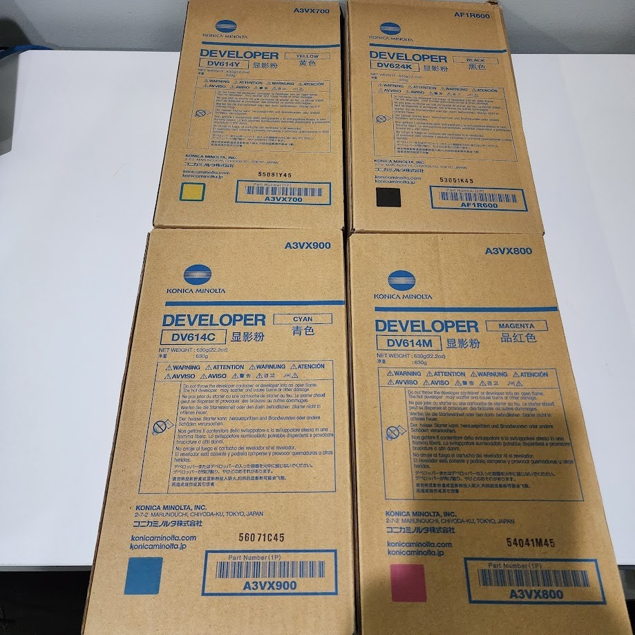 SET DV614 CMYK OEM Konica Minolta Lot Of 4, Developer For C1070 SEALED