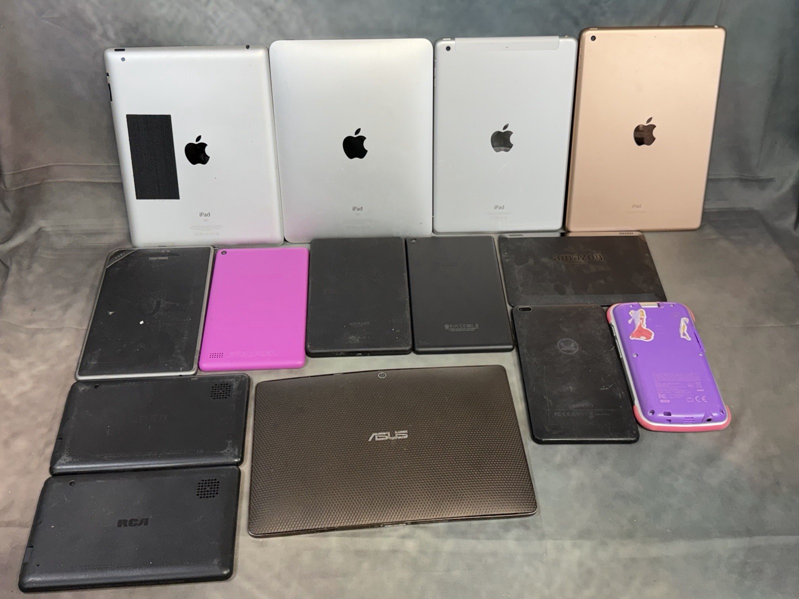 14 Tablet Lot Apple iPad Amazon Fire Samsung ASUS RCA Untested As Is