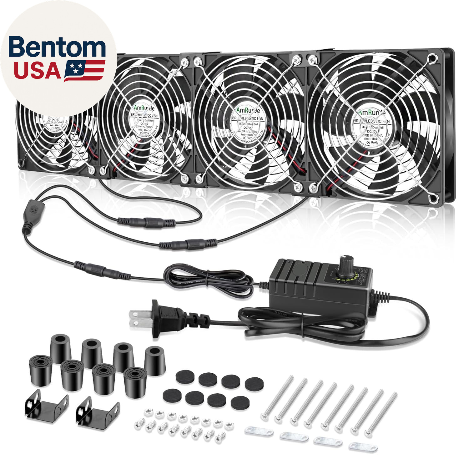 4X 120Mm Server Rack Fan with Speed Controller Big Airflow 110V 120V 220V 240V D