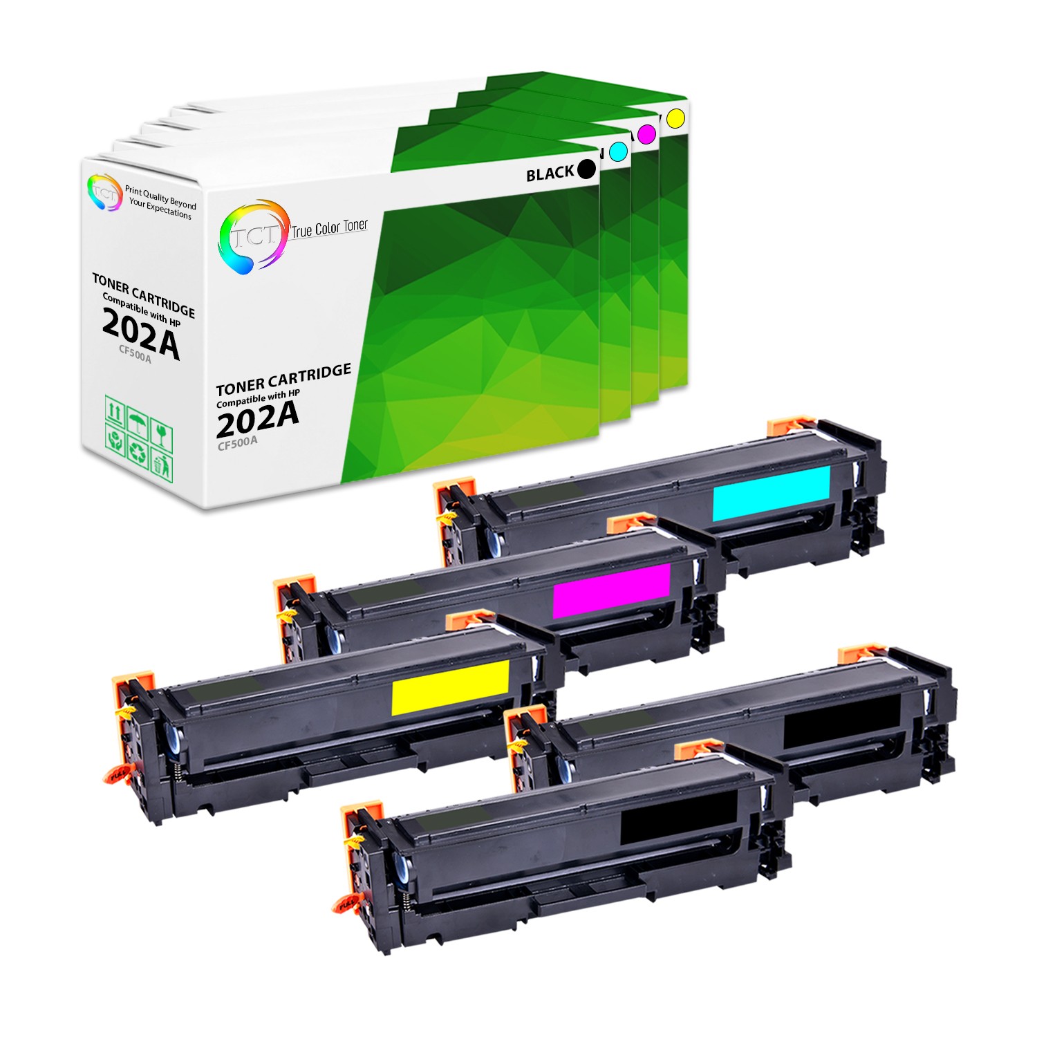 5Pk TCT 202A CF500A CF501A CF502A CF503A For HP M254dw M281fdw Compatible Toner
