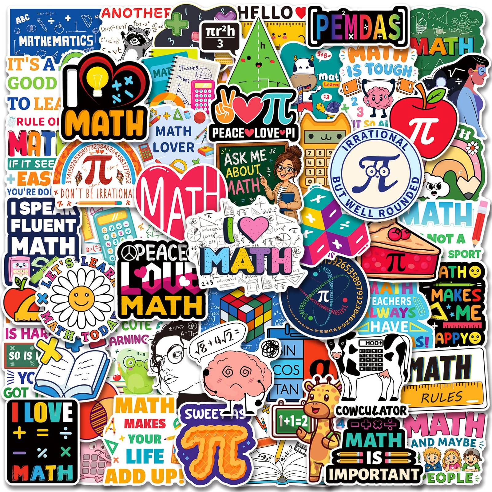 Shizvaeus 200PCS Math Stickers for Students Teens, Teacher Gift Colorful