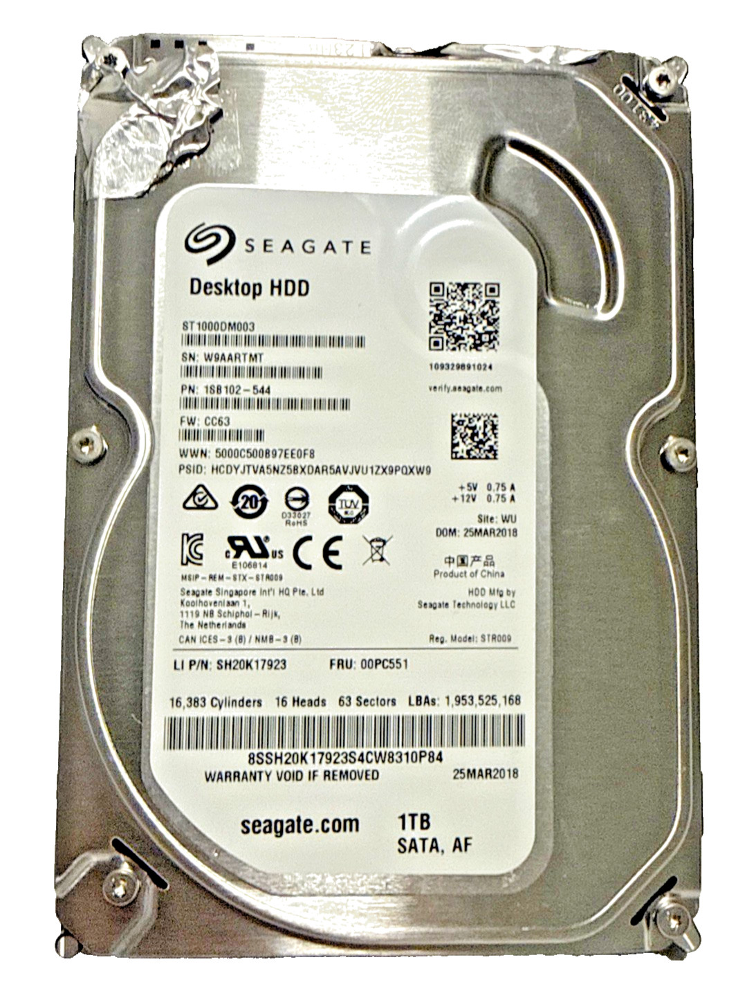 Seagate Desktop HDD - 1TB 3.5" SATA DRIVE 7200RPM ST1000DM003 (READ DESCRIPTION)