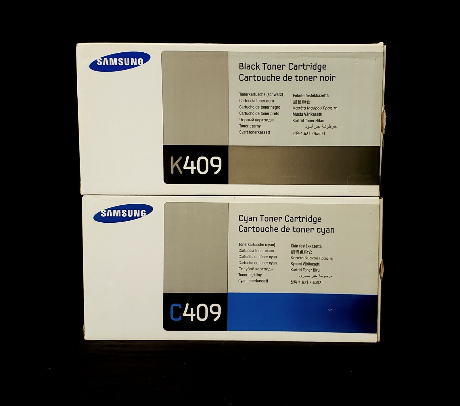 New 2 Genuine SAMSUNG K409 CLT-K409S Black & C409 CLT-C409C Cyan Toner Cartridge