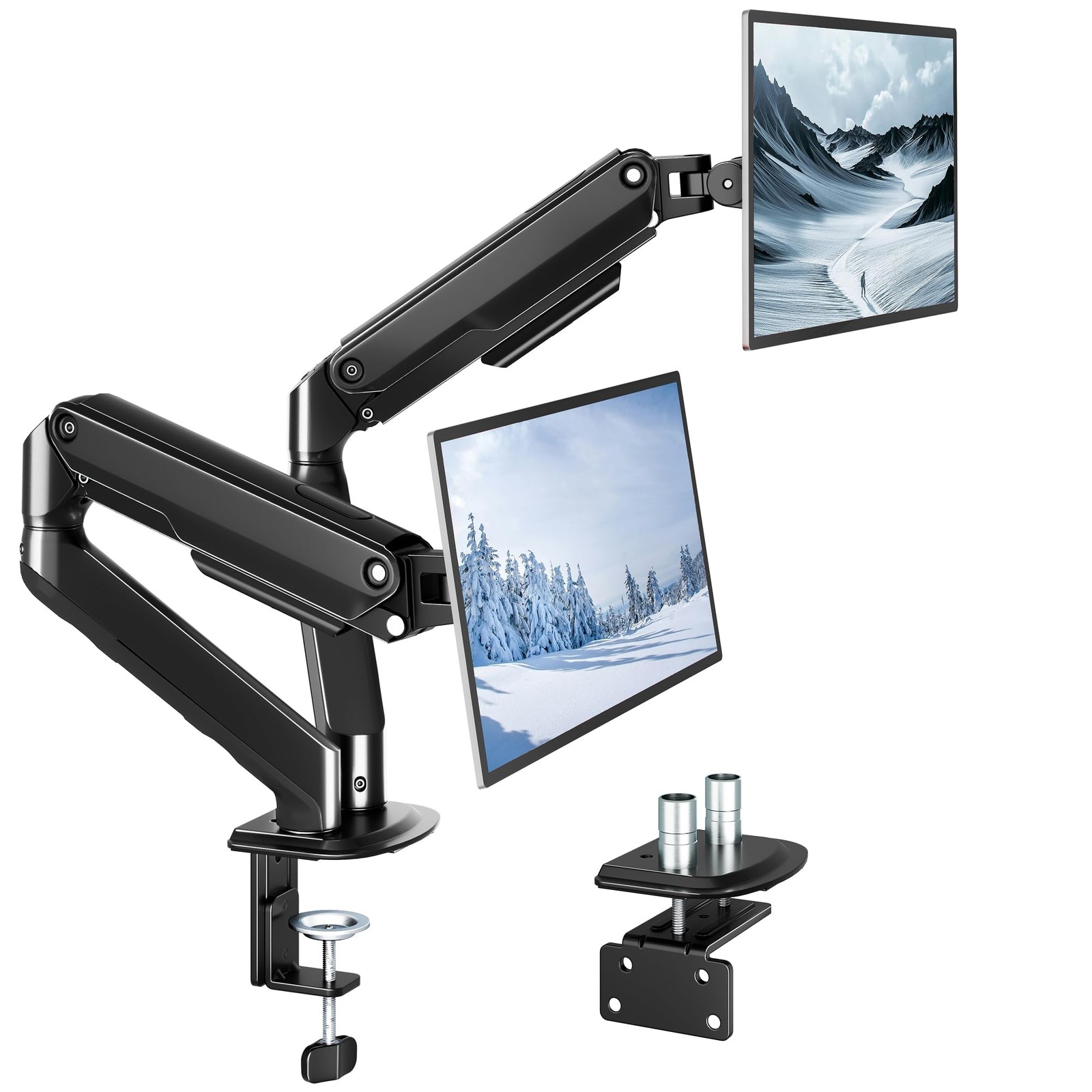 Best monTEK Dual Monitor Stand for Desk, 17-32 Inch Mechanical Spring Arm, Heavy
