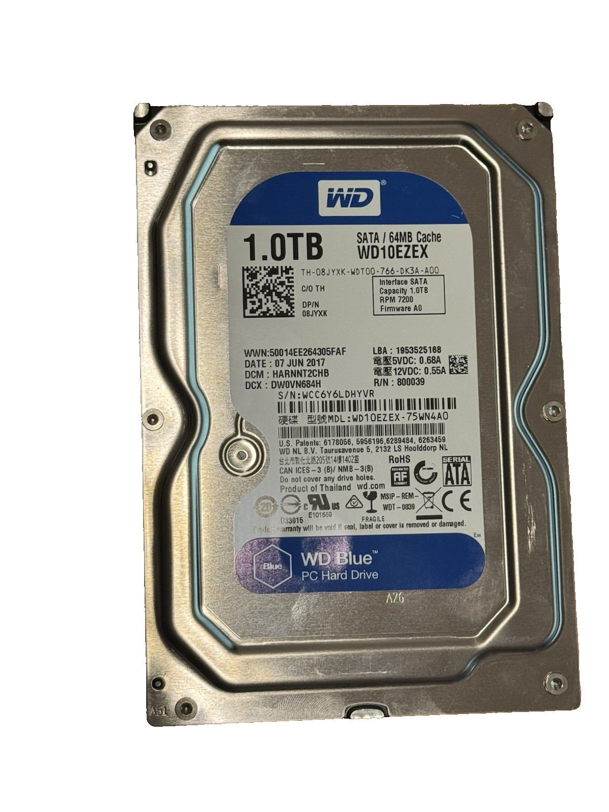 WD Blue WD10EZEX-00BN5A0 1.0TB SATA 64MB Cache Desktop Drive