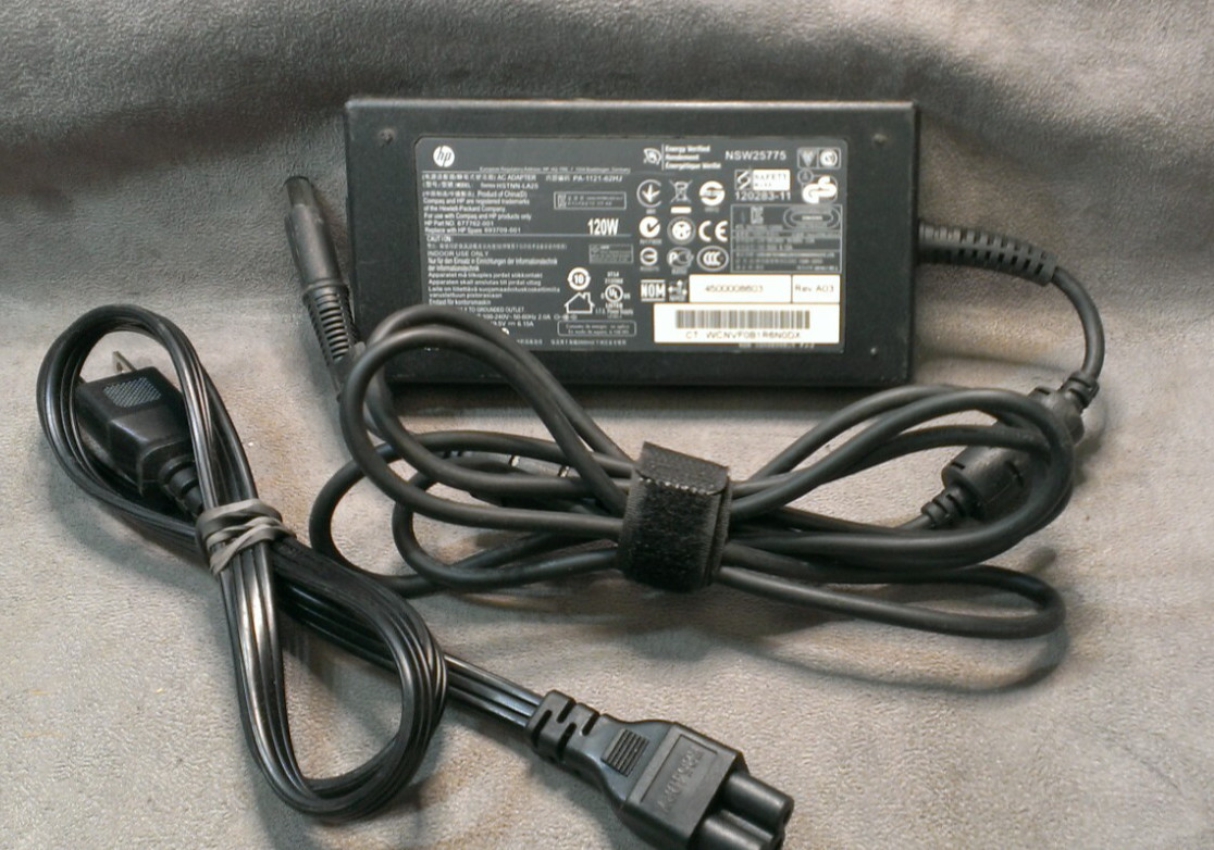 LOT of 10 HP 120W 19.5V 6.15A  AC Power Adapter Large Plug 7.4MM w/ Power Cord