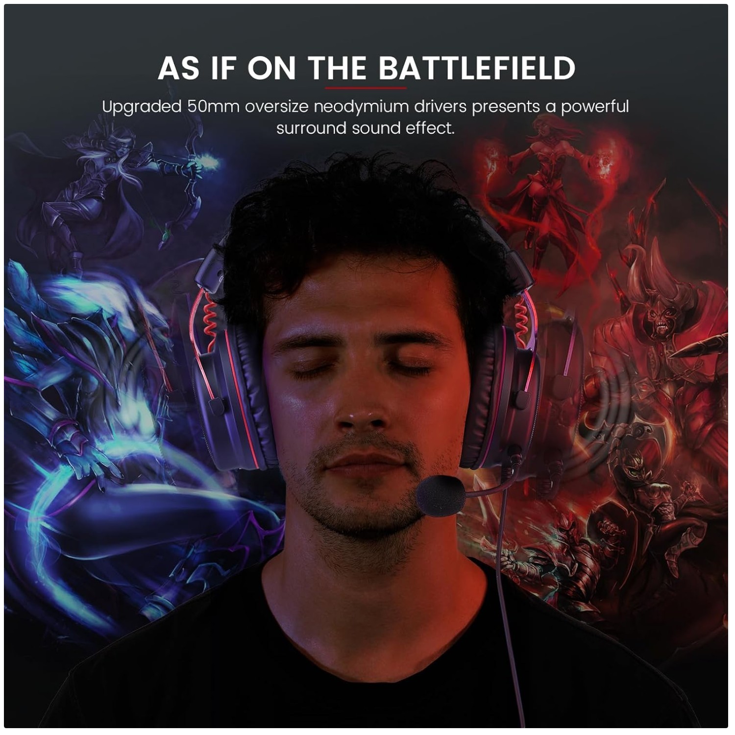 E900 Gaming Headset with Detachable Mic - 3D Surround Sound