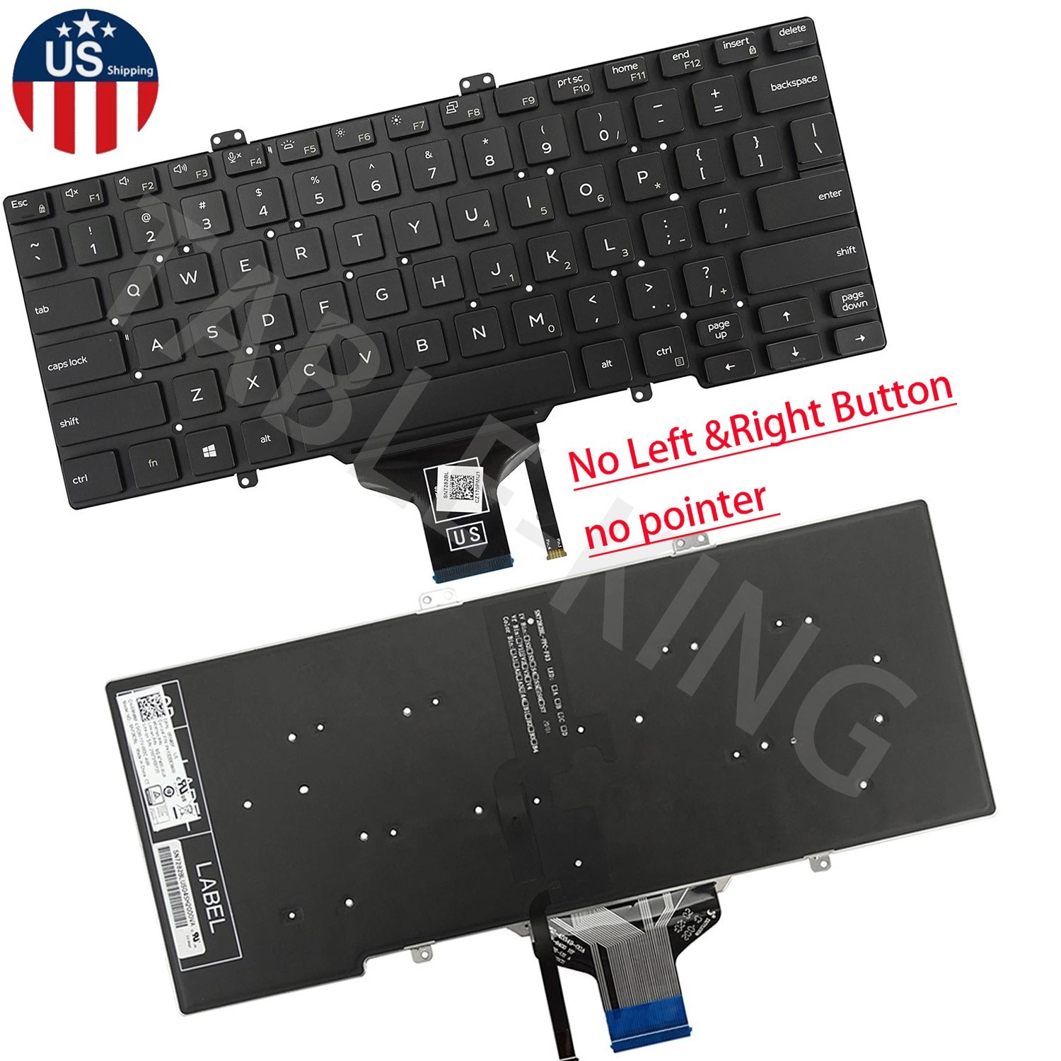 US Series Backlit Keyboard For Dell Latitude 7400 5400 RN86F 0RN86F(No L&R)