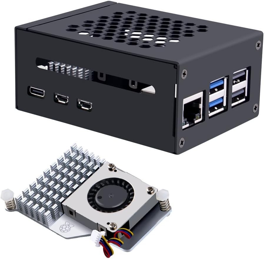 GeeekPi Metal Case for Raspberry Pi 5 with N07 PCIe M.2 NVMe SSD Bottom Board