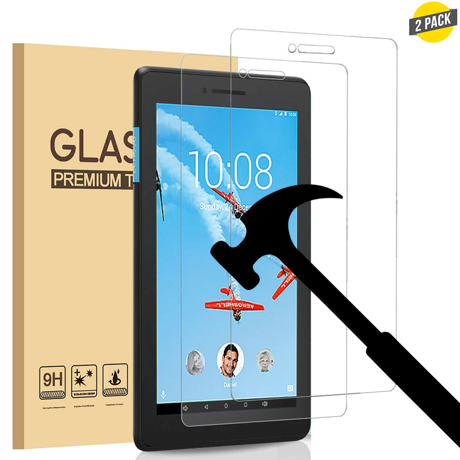 2PCS Premium Tempered Screen Protector Film For Lenovo Tab E7 7" Tablet TB-7104F