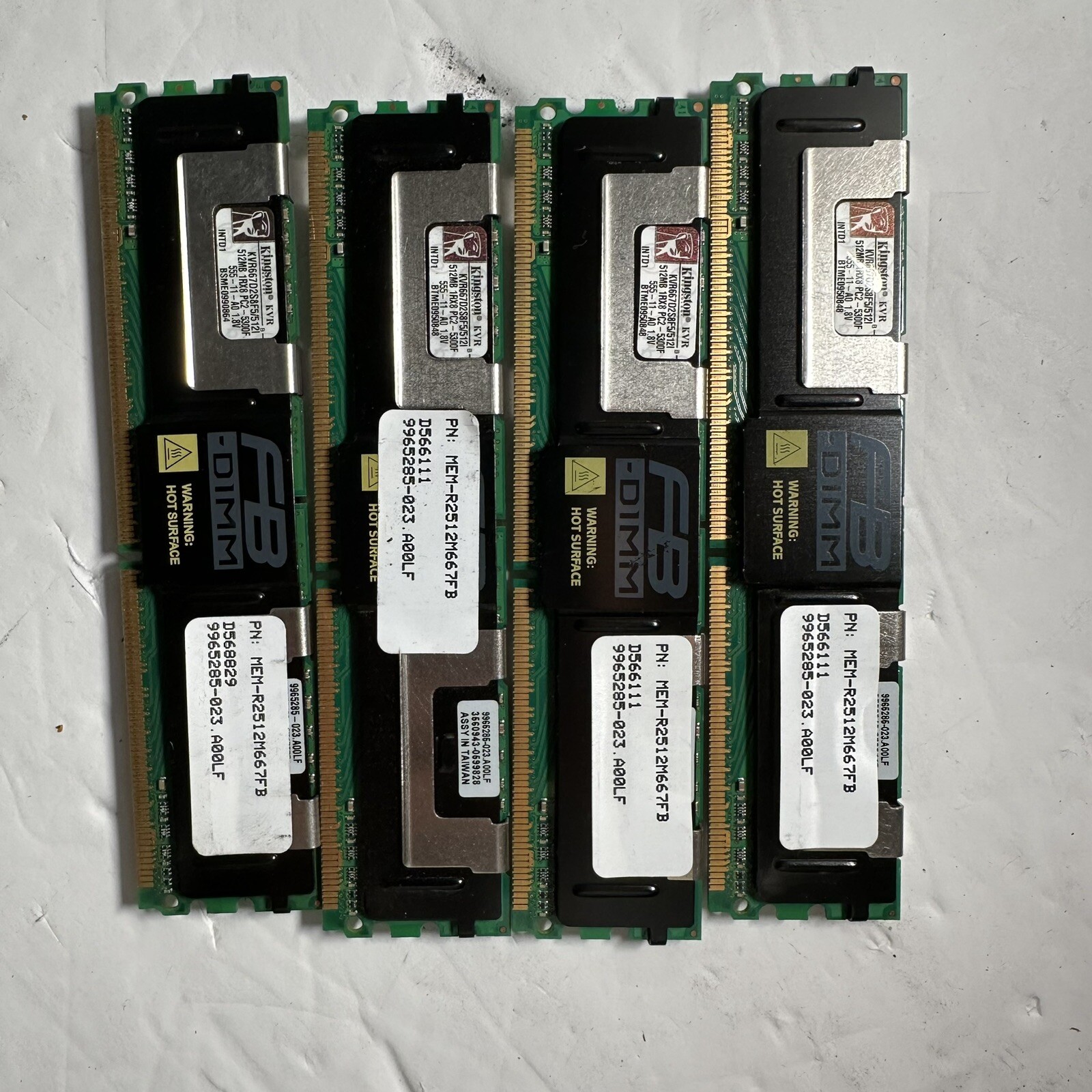 Kingston Memory RAM 1RX8 2GB 4x512MB DDR2 PC2-5300 FB-DIMM KVR667D2S8F5/512I
