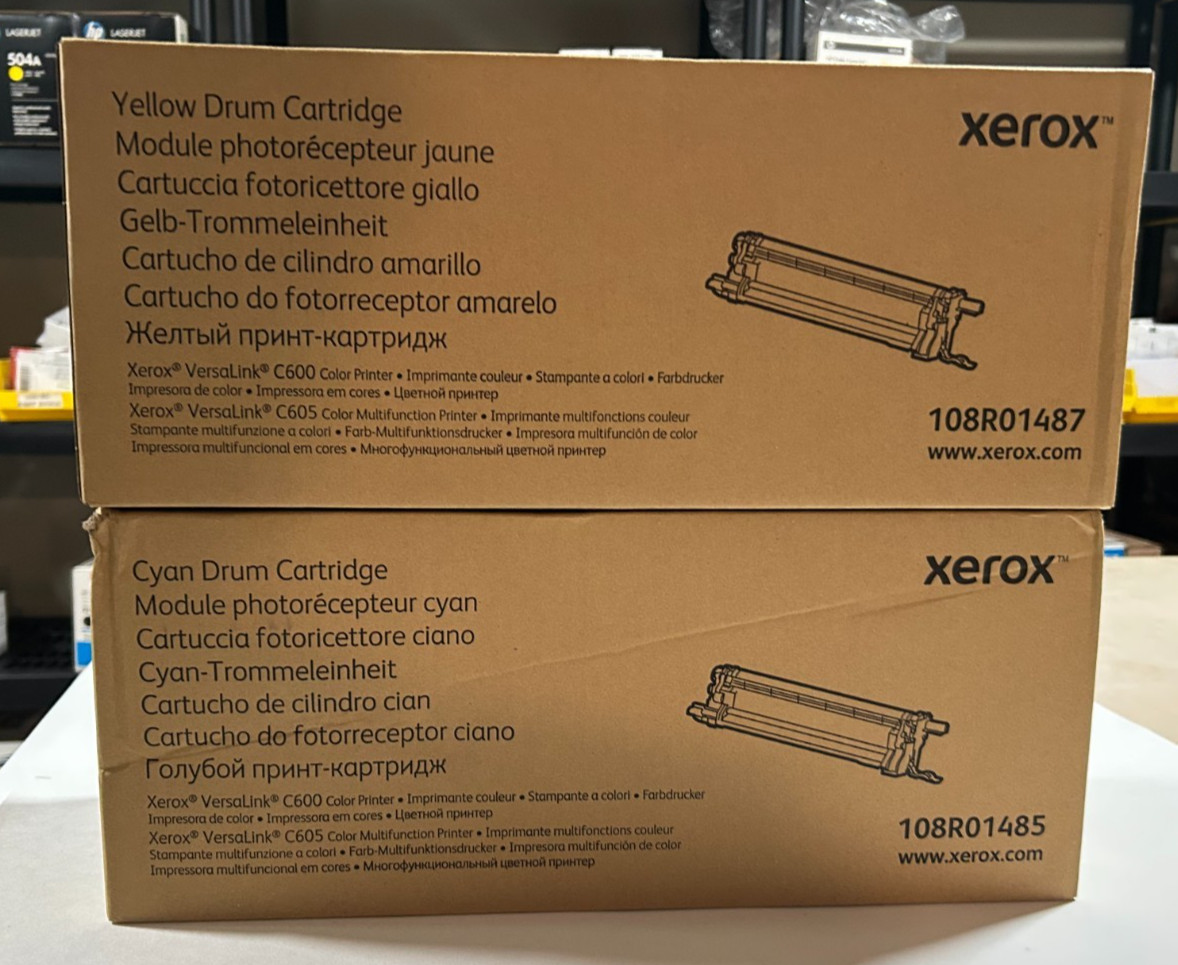 New 2 Genuine XEROX VersaLink C600 C605 Cyan & Yellow Drum Cartridges OEM