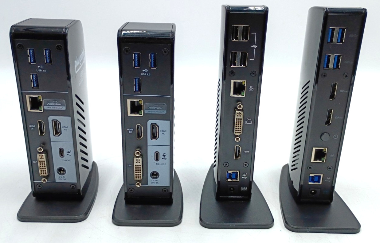Lot of 4 Docking Stations 2 Plugable UD-ULTCDL 1 UD-3900 1 Kensington SD4100v