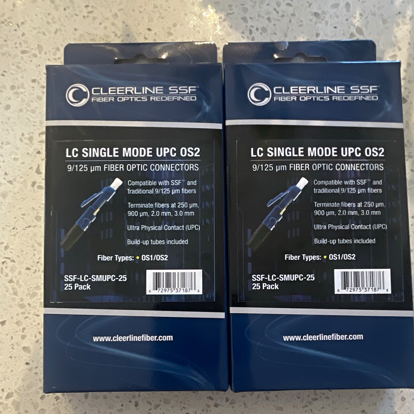 Cleerline SSF LC-LC Single-Mode UPC OS1/OS2 Blue Connectors 25pk SSF-LC-SMUPC-25