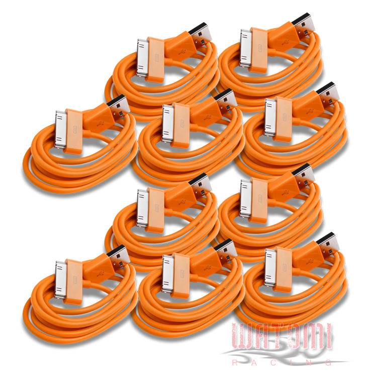10X 10FT USB 30PIN ORANGE CABLE DATA CHARGER FOR GALAXY TAB 7" PLUS 8.9 10.1