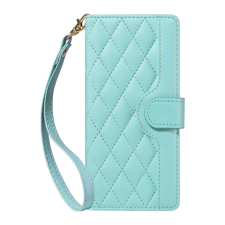 Leather Strap Grid Wallet Cover Case for Google Pixel 10 9 8 7 6 Pro 8A 10A 9A