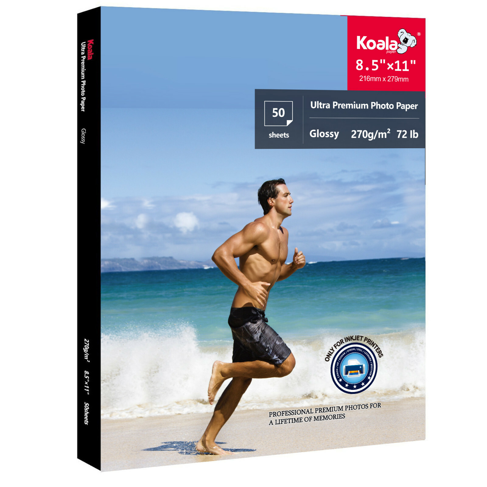 Koala Ultra Premium Photo Paper Glossy 8.5x11 50 Sheets for Epson HP Canon 72lb