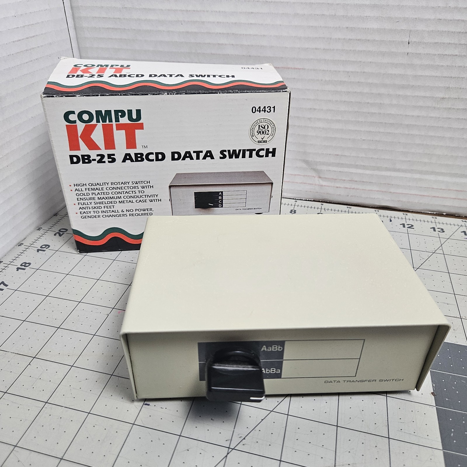 DB-25 Manual Data Switch 4 Way Rotary Type PC Printer Data ABCD