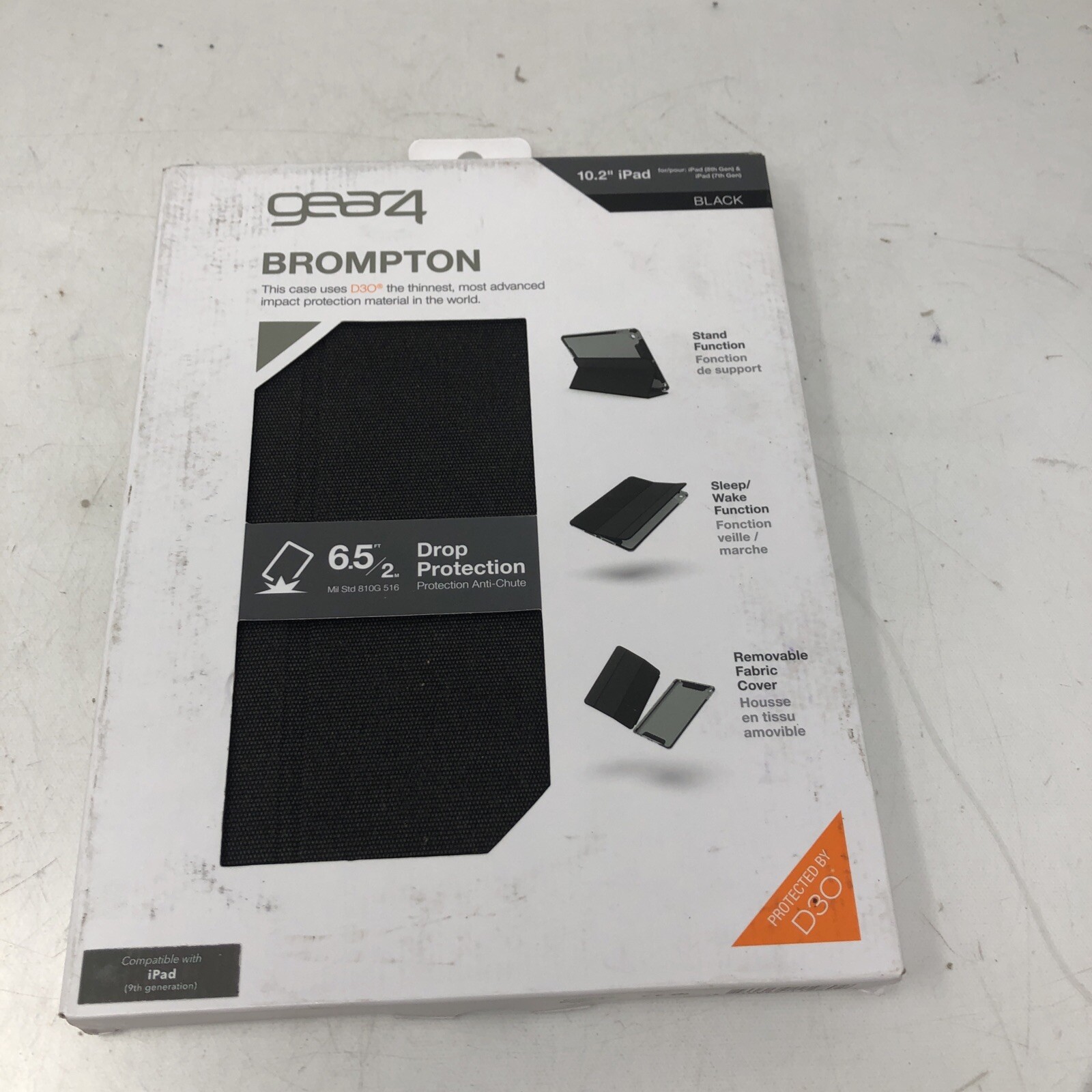 Gear4 Brompton Rugged Removable Cover Folio Case For iPad 10.2” 9Th Gen, Black