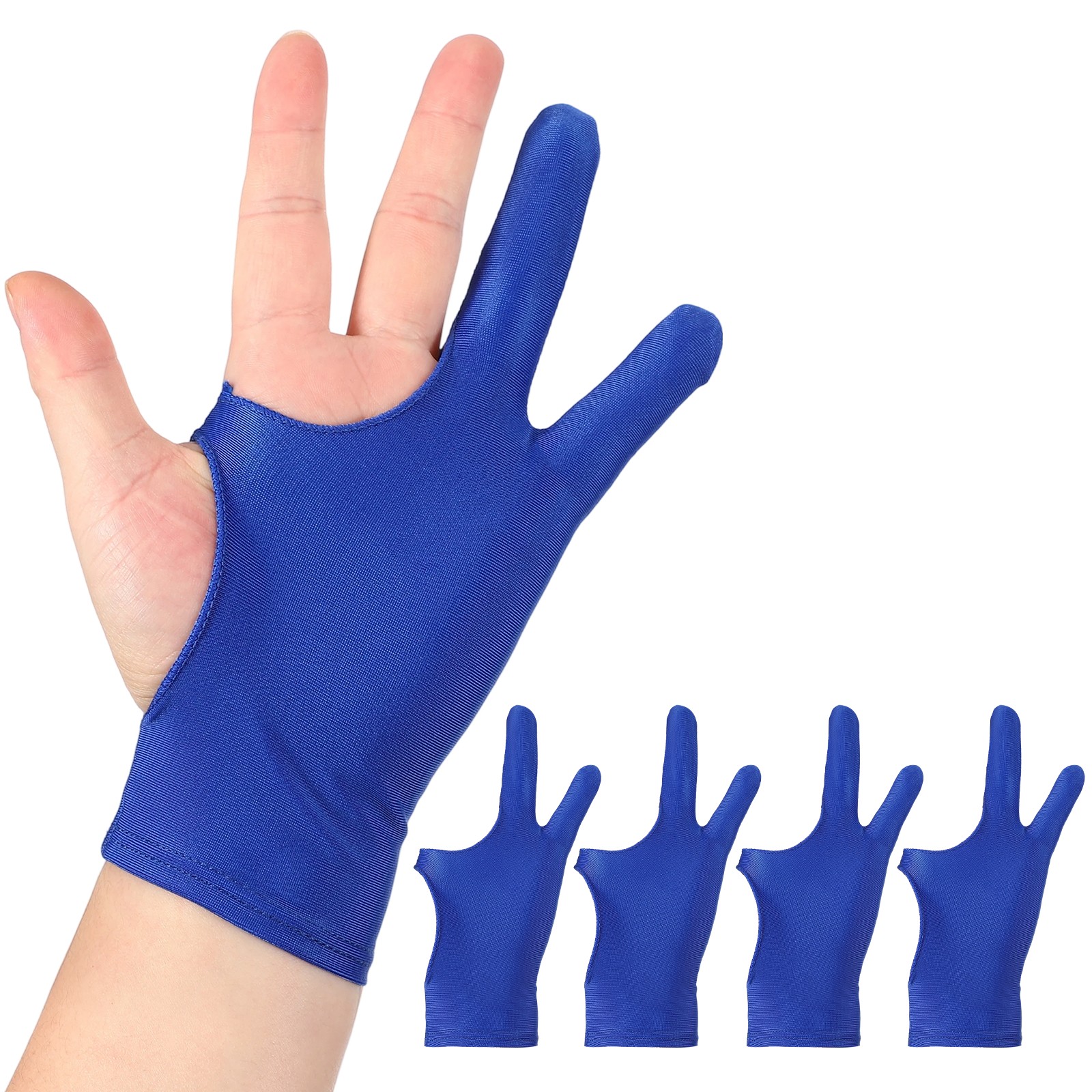 4pcs Artist Drawing Glove S Size Two Finger Graphics Painting Glove, Blue