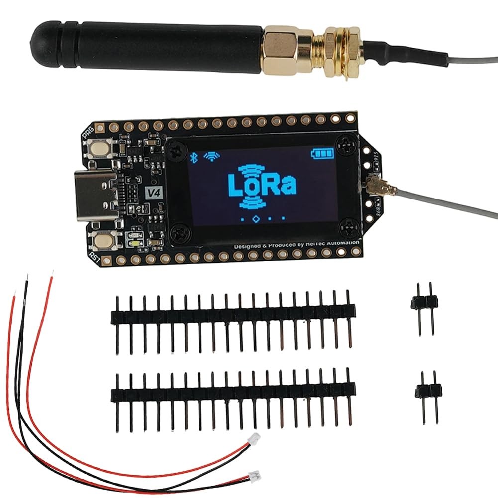 915 MHz ESP32 LoRa 32 V4 Development Board + 915MHz LoRa Antenna for Meshtast...