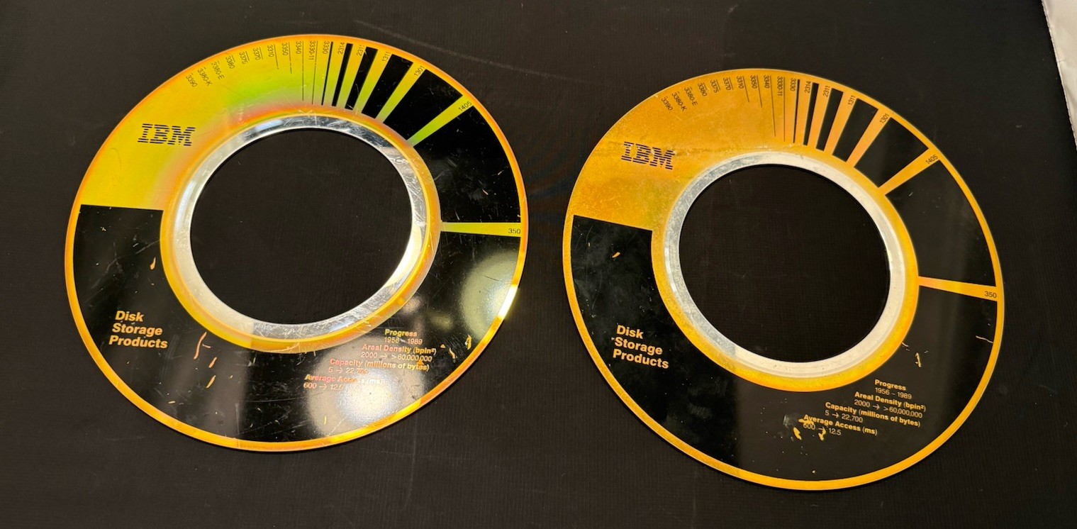 MUSEUM RARE IBM Disks Storage Memento Promotional Advertising Platter Disks 8.5”