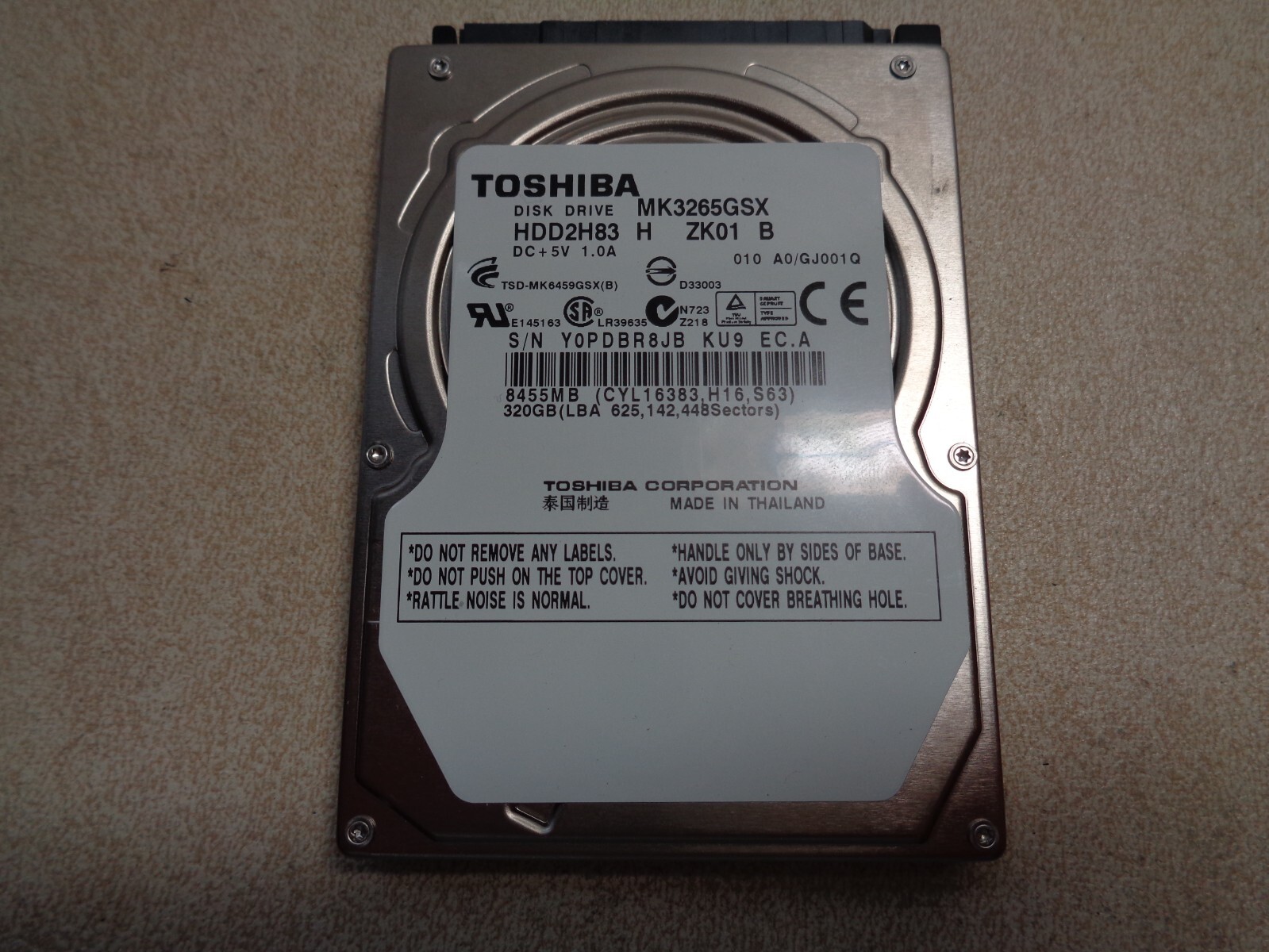 Toshiba MK3265GSX  320GB,Internal,5400RPM,2.5" (HDD2H83) HDD