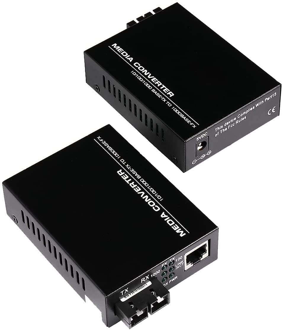 2 PCS MultiMode Dual SC Fiber Gigabit Ethernet Media Converter RJ45 2KM