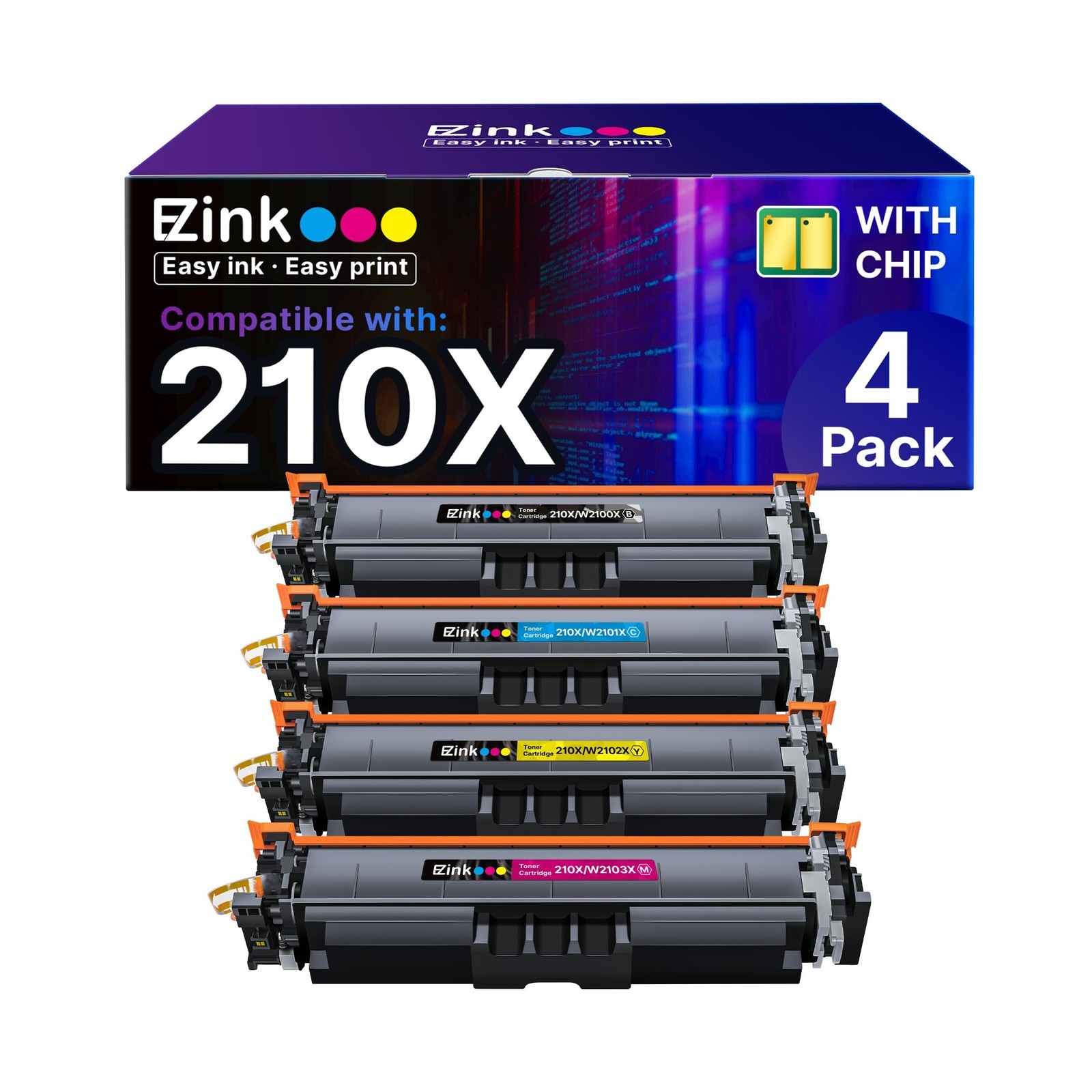 E-Z Ink 210X Toner Cartridges with Chip Compatible for HP 210X 210A to Use wi...