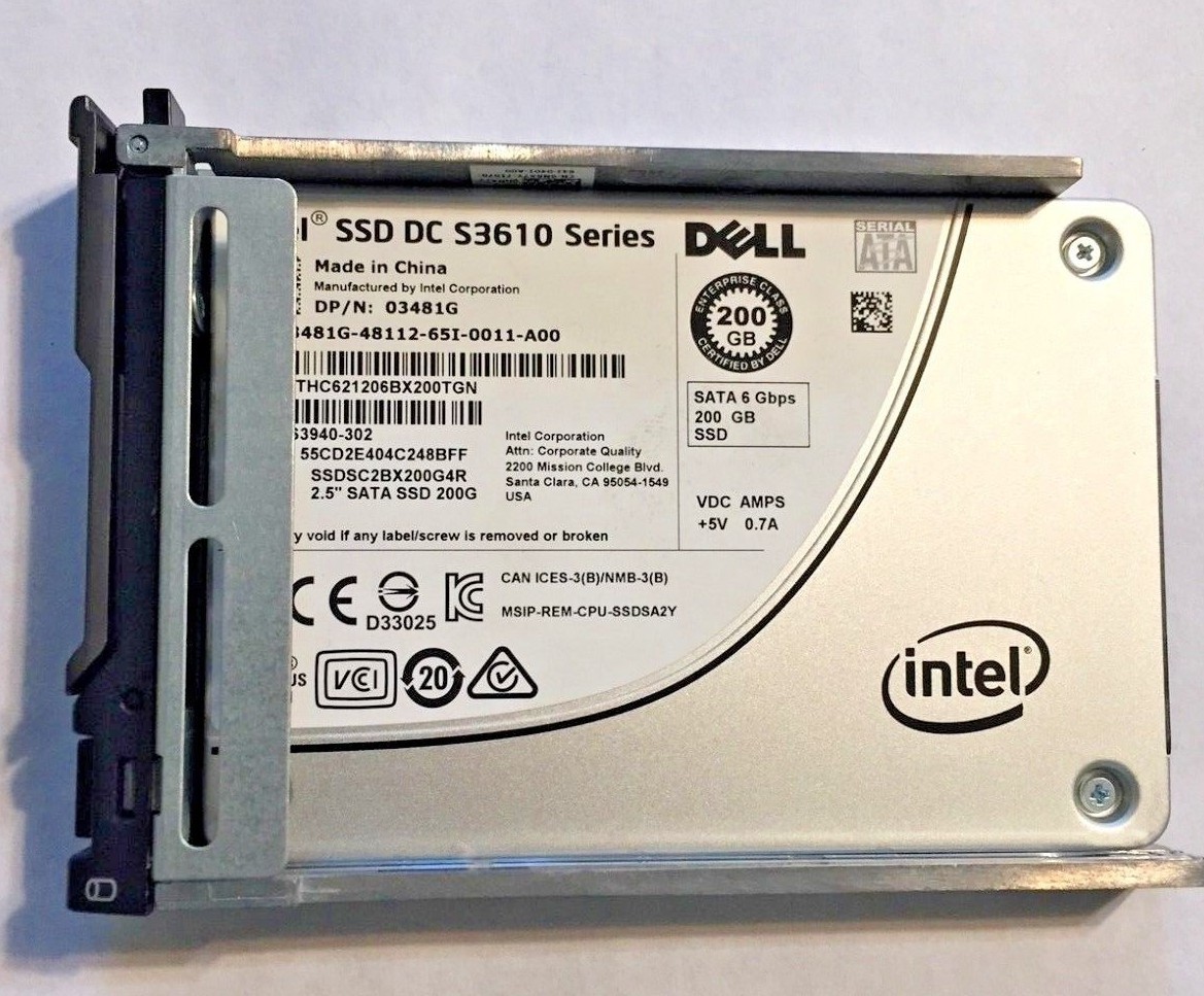 3481G DELL/ Intel DC S3610 200GB MLC 6G 2.5INCH SATA SSD SSDSC2BX200G4R