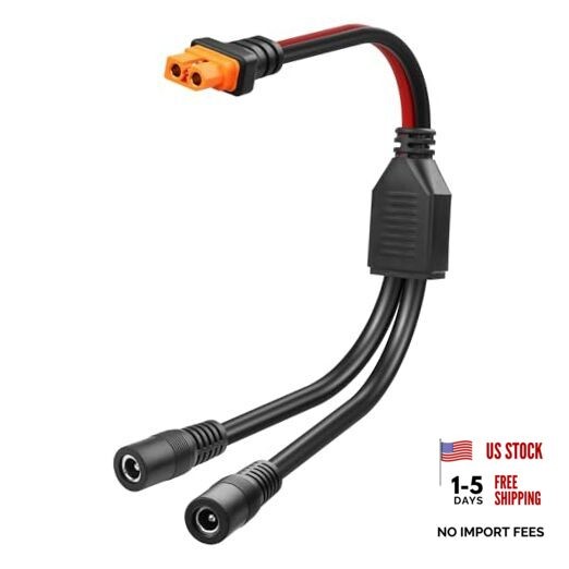 12AWG XT60I to DC Y Splitter Power Cable XT-60I Female to Dual DC5521 Female