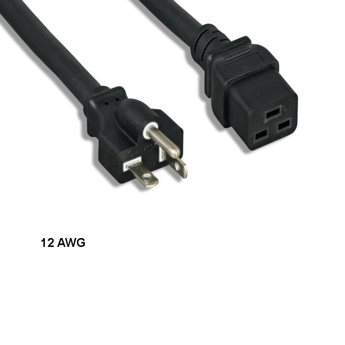 LOT 10pcs 10ft 12 AWG Power Cable NEMA 5-20P to IEC-60320 C19 20A/125V SJT Black