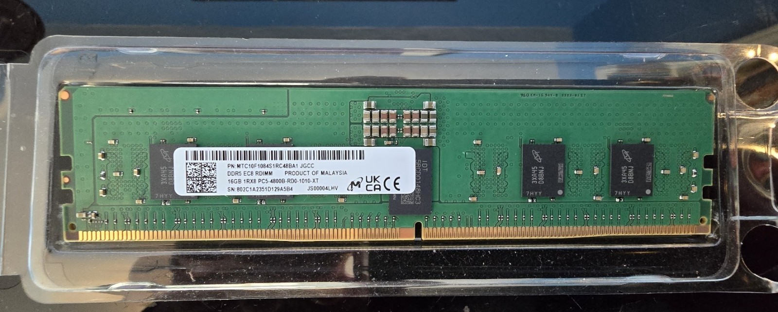 Micron 16GB DDR5-4800 PC5-38400R EC8 RDIMM Server Memory RAM MTC10F1084S1RC48BA1